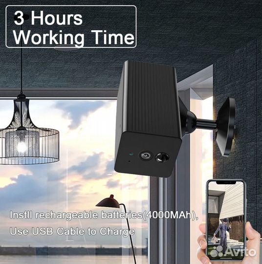 Охранная 4G камера видеонаблюдения SIM аккумулятор