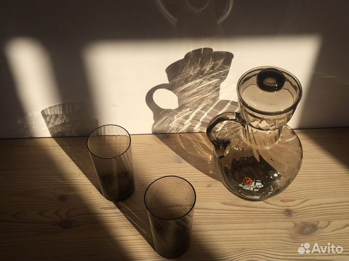 Графин и рюмки дымчатое стекло СССР