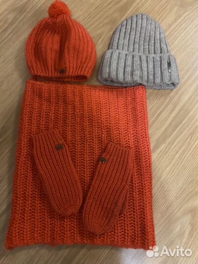 Шапка снуд и варежки женский