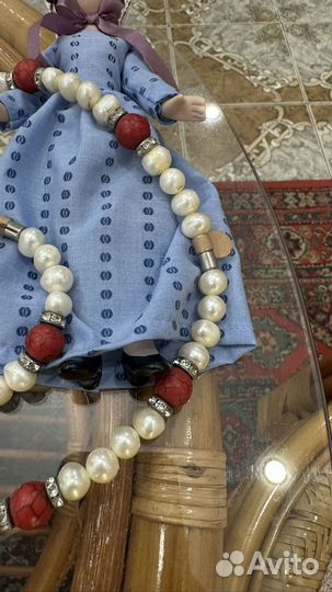 Комплект с кораллом и жемчугом