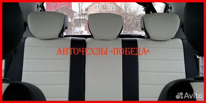 Чехлы LADA Kalina из экокожи чёрно-белые Классика