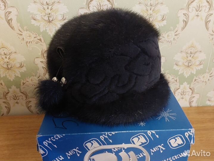Шапка норковая женская р-р 56, темно-серая