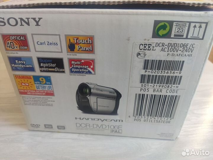 Видеокамера sony handycam DCR-DVD106E