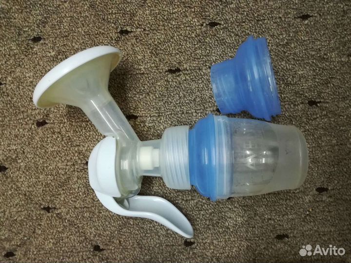 Молокоотсос avent ручной и баночки для хранения