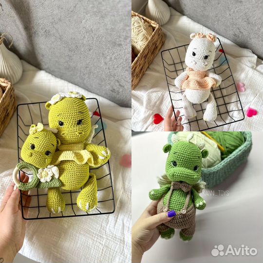 Подарочный набор вязаные игрушка и погремушка