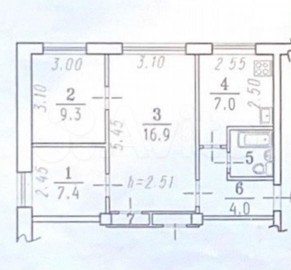 3-к. квартира, 48,3 м², 1/5 эт.