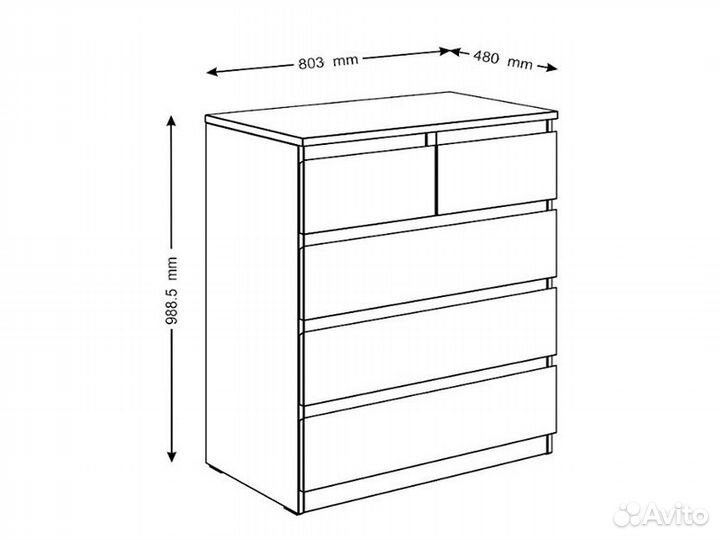 Мальта комод 3+2 ящика 80х99 Белый