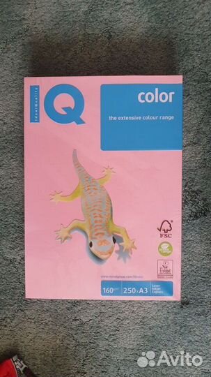 Бумага цветная IQ Color А3, 160г/м², розовая