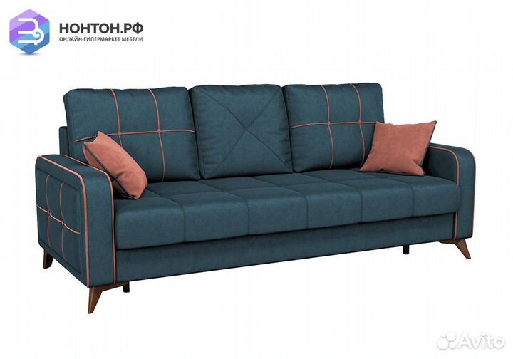 Диван тик-так Черри синий / коралловый