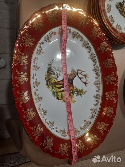 Блюдо кобальт,Царская охота,Чехия,оригинал 