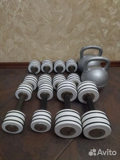 Гантели разборные 7 и 13 кг, гиря 24 кг