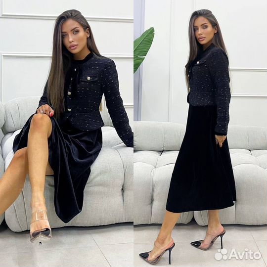 Топовое платье твид /велюр 44/46 и 46/48