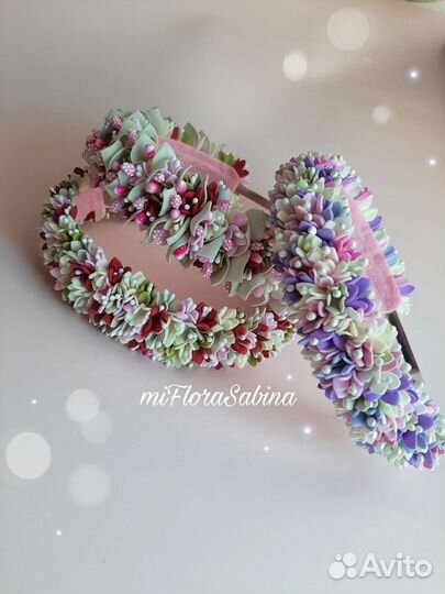 Ободок с цветами ручной работы