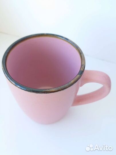 Кружка розовая с ободком
