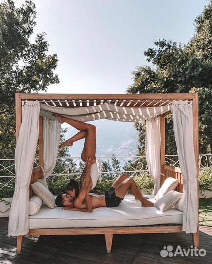 Уличная садовая лежанка гамак в стиле лофт