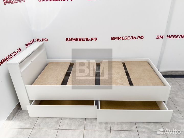 Кровать белая с 4 ящиками 90х200