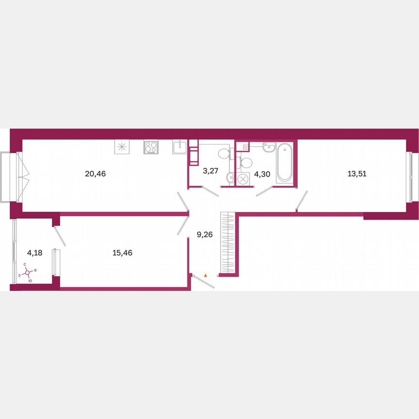 2-к. квартира, 68,4 м², 7/10 эт.