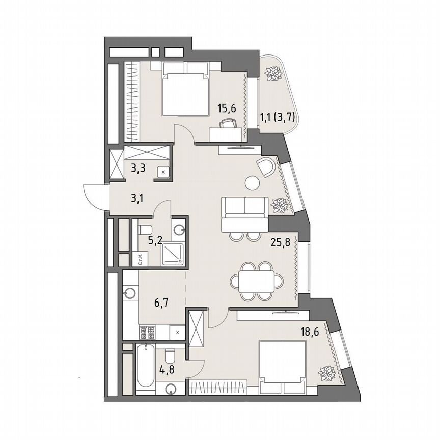 3-к. квартира, 84,2 м², 11/35 эт.