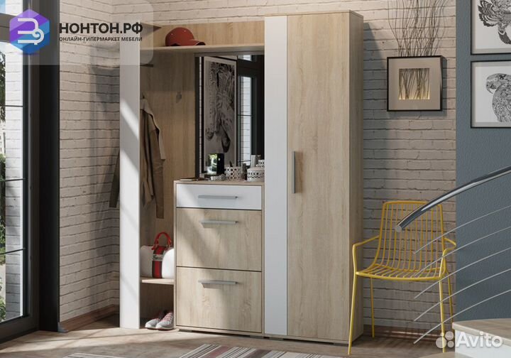 Прихожая Нуар №1 дуб сонома / белый ясень