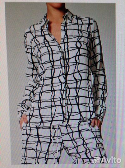 Vassa&Co блузка рубашка белая с синим. Новая