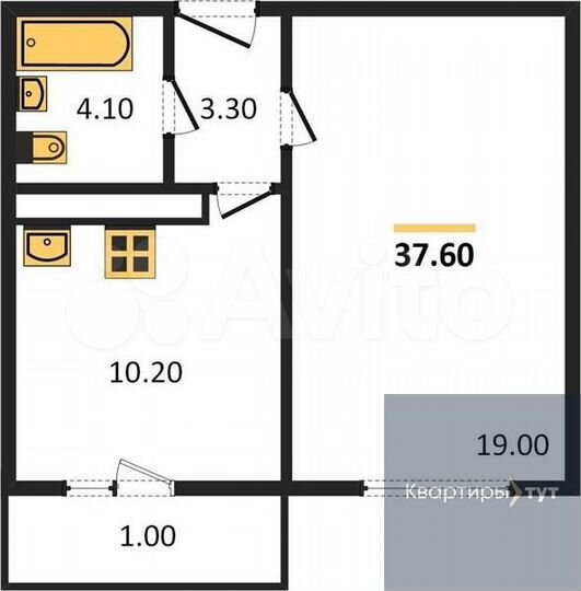 1-к. квартира, 37,6 м², 6/17 эт.