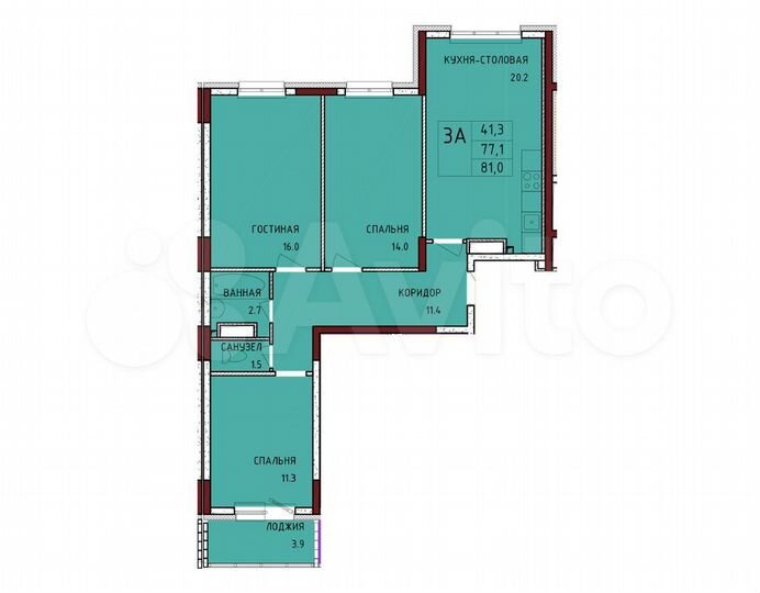 3-к. квартира, 81 м², 16/16 эт.