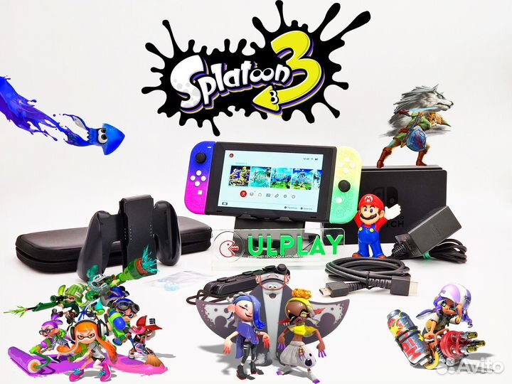 Nintendo Switch Splatoon Edition + прошитая 256 Gb