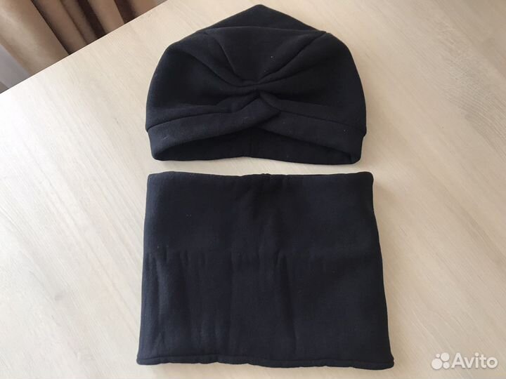 Тюрбан и снуд флис темно-синий