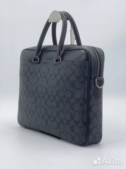 Мужская кожаная сумка портфель Coach новая черная