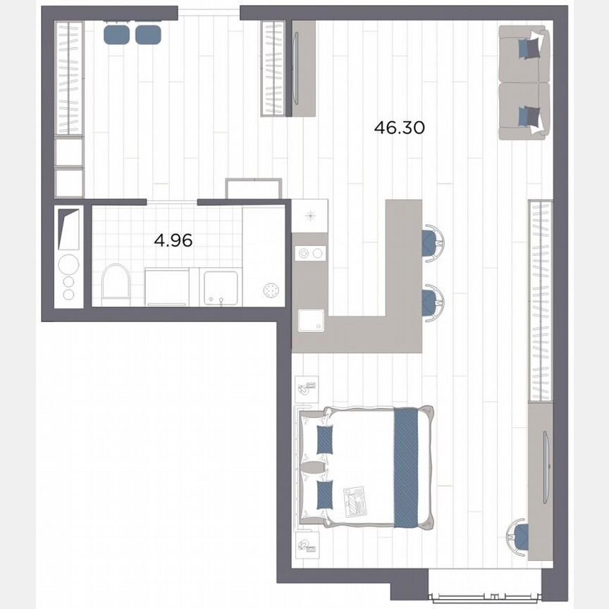 Апартаменты-студия, 51,3 м², 11/14 эт.