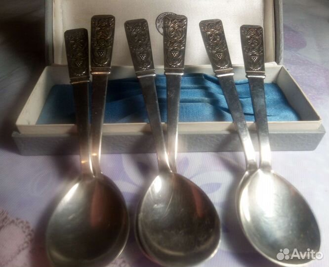 Ложки чайные и щипчики мельхиор СССР