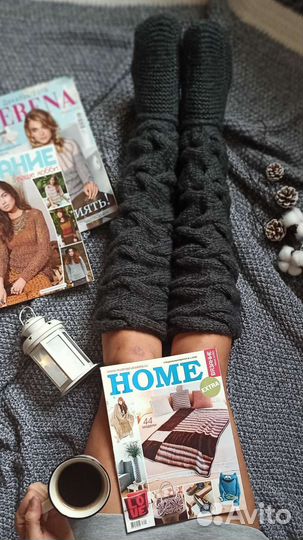 Гольфы женские вязаные шерстяные ручной работы