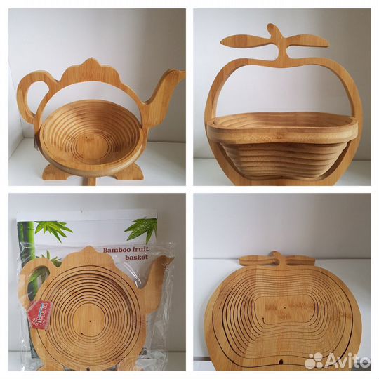 Складная корзина для фруктов из дерева новая