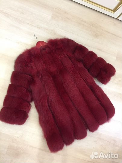 Шуба песец бордо