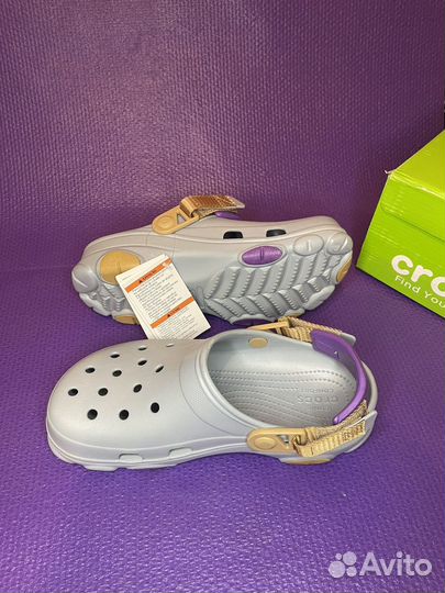 Crocs сабо classic ALL terrain серые С фиолетовым