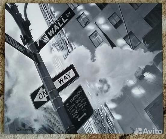 Чёрно-белый Нью-Йорк. Картина масло/холст