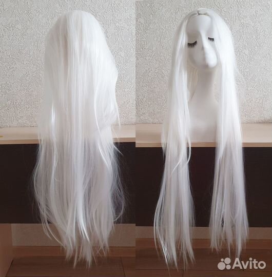 Черный, белый парик без челки, с челкой 100 см