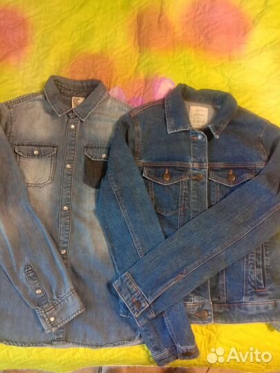 Джинсовая куртка рубашка для девочек 11-12л