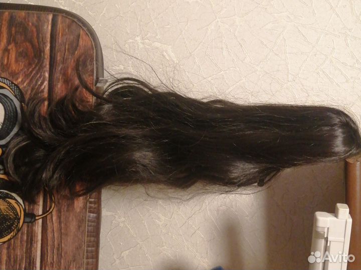 Волосы натуральные чёрные 50см