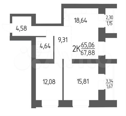2-к. квартира, 67,9 м², 5/14 эт.