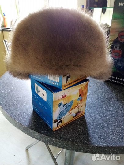 Шапка норка с кожей
