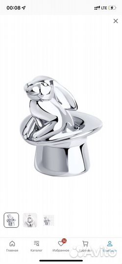 Серебряный кролик 925 Сувенир из серебра. Соколов