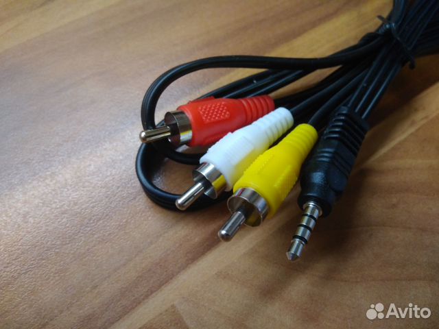 Кабель 3.5 mm jack - RCA x3 черный, 1 м