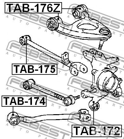 Febest TAB-174 Сайлентблок заднего продольного рыч