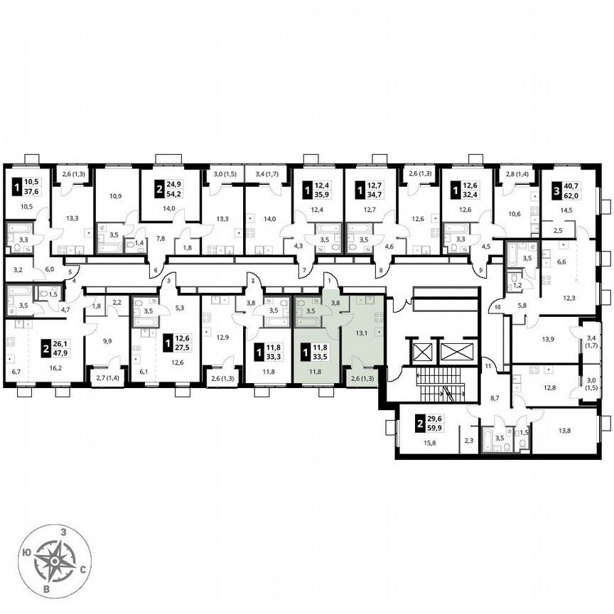 1-к. квартира, 33,5 м², 17/18 эт.