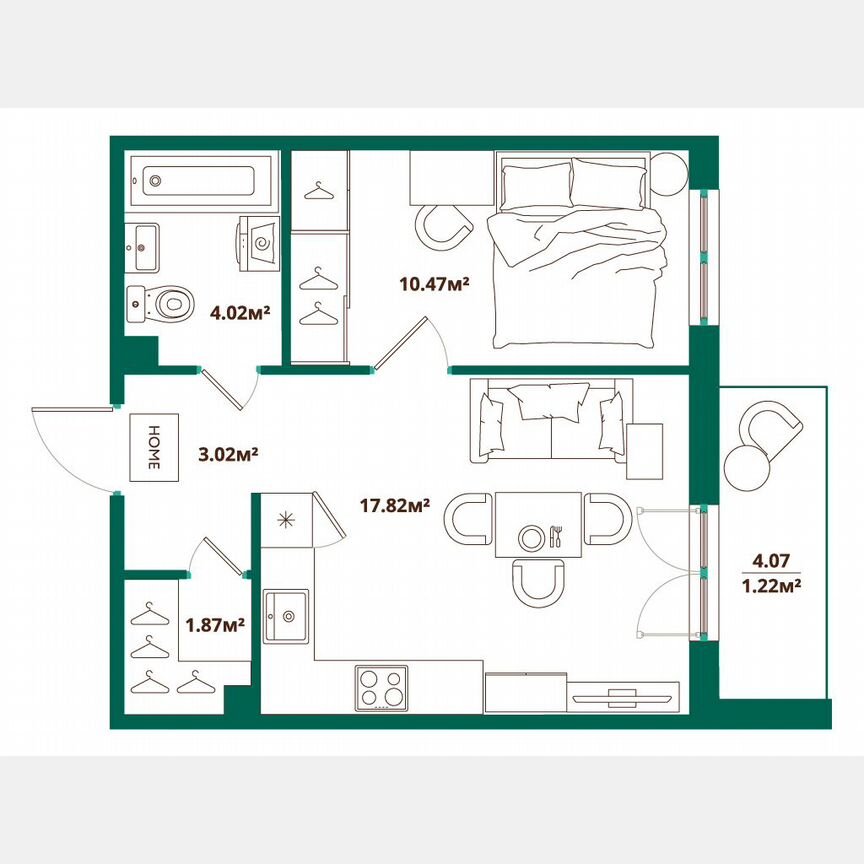 1-к. квартира, 38,4 м², 8/12 эт.