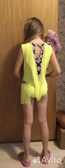 Купальник лайм, с бахромой