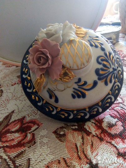 Сахарница фарфоровая, ручной работы, Кисловодск