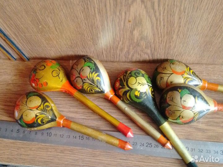 Деревянные ложки хохлома 6 шт
