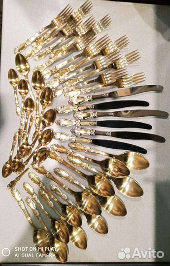 Набор мельхиоровый золотая роза 48 предметов